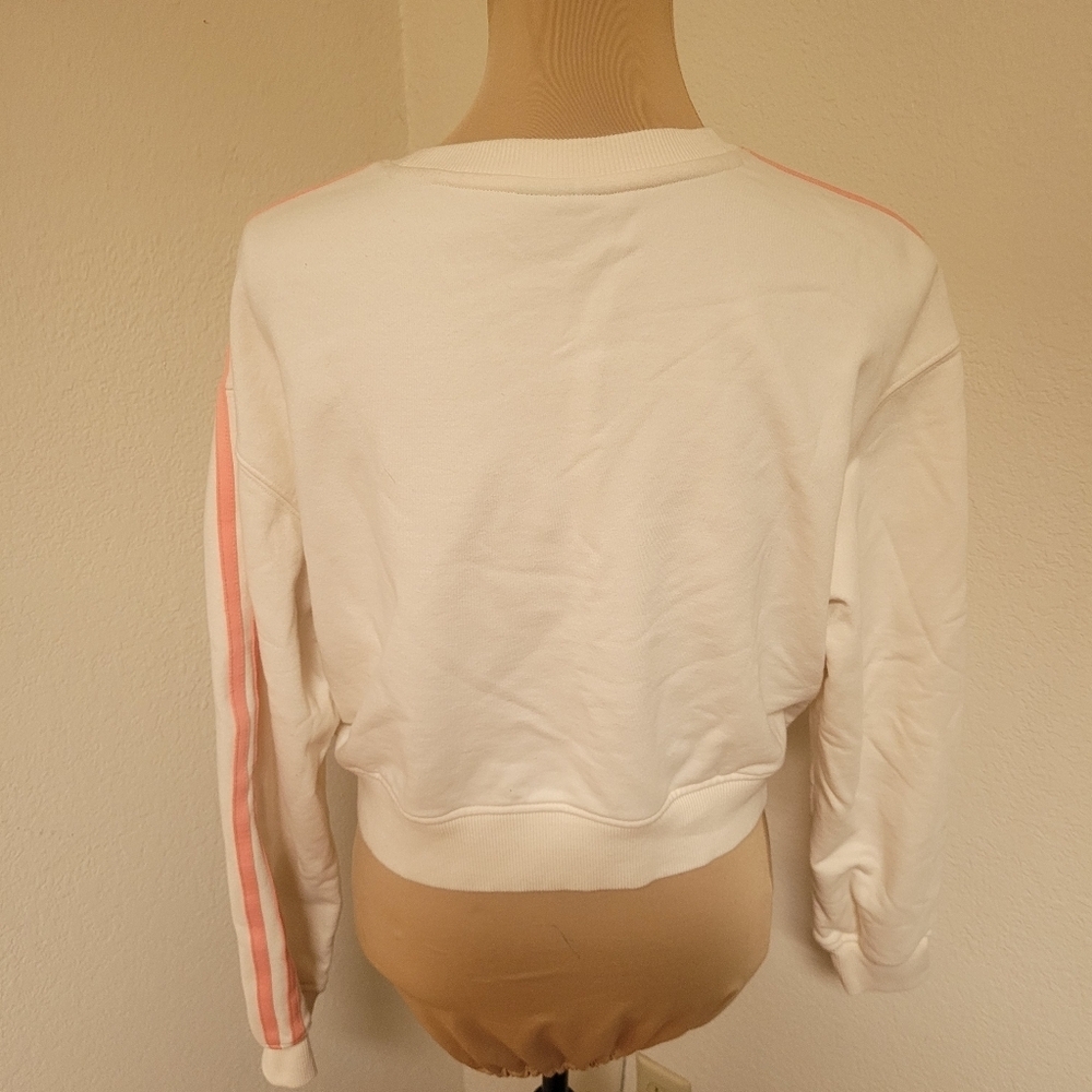 Nerdy White and Coral Cropped Sweatshirt - Picture 5 of 5